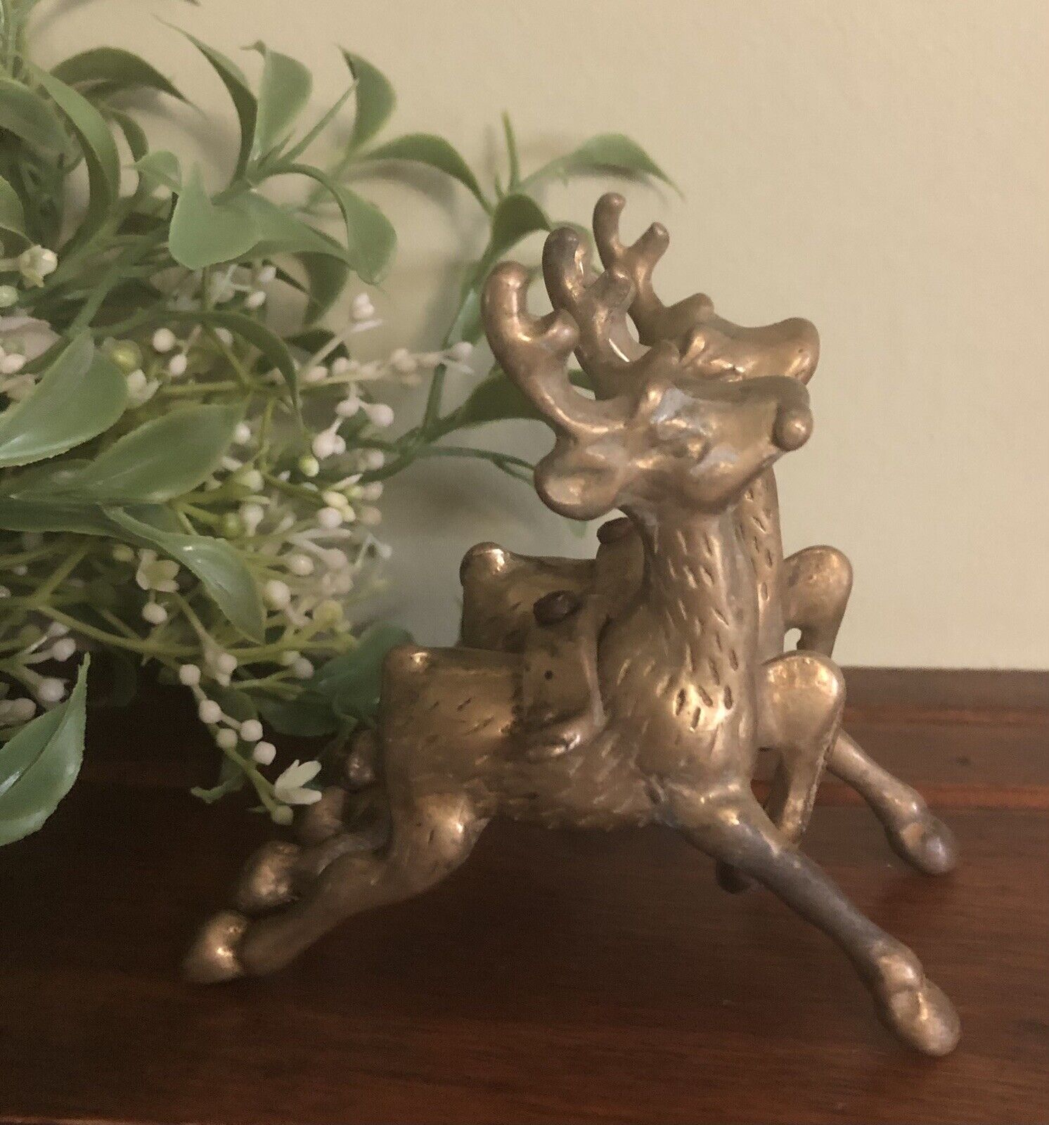 2 - Vintage Solid Brass Reindeer Figurines