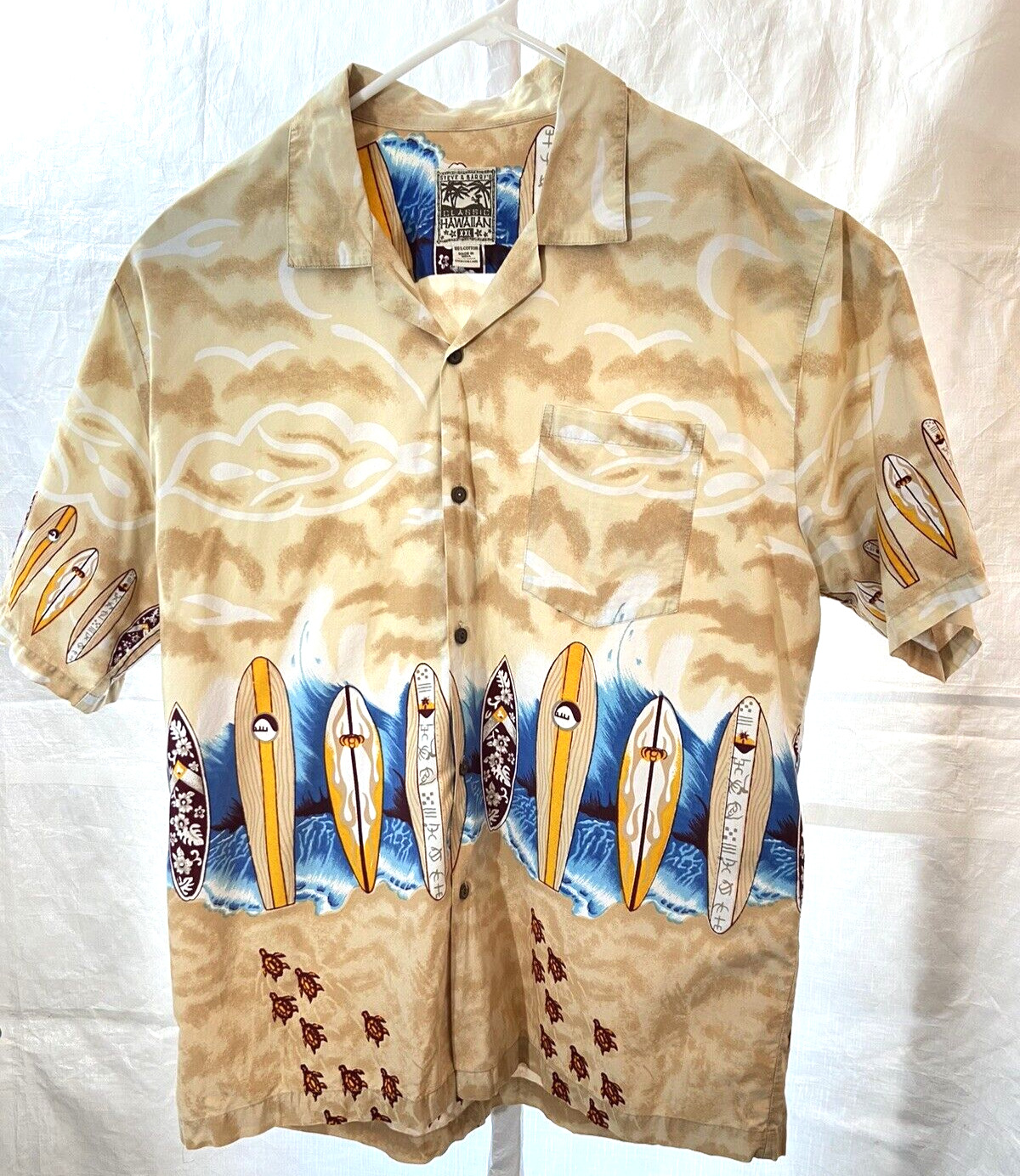 Hawaiian Camp Shirt Cruise Men\'s XXL Tan Cotton S/S Button Up Steve & Barry\'s