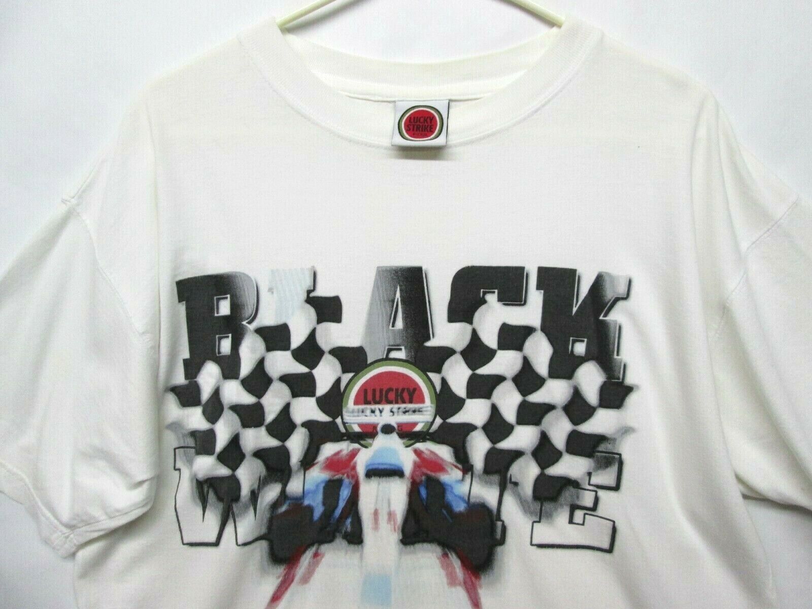 VTG Lucky Strike Racing Formula 1 Black White Cotton Shirt Sz XL Official TMG