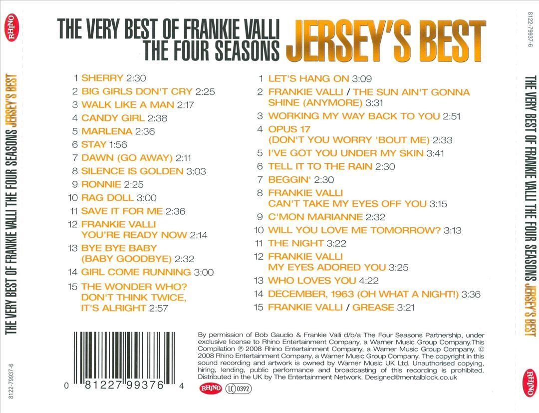 FRANKIE VALLI & THE FOUR SEASONS/THE FOUR SEASONS - THE VERY BEST OF FRANKIE VAL