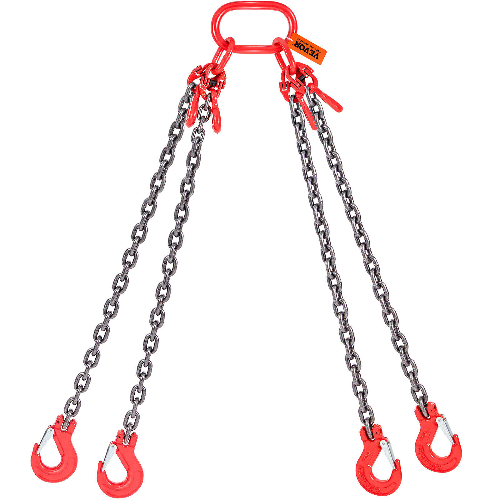 VEVOR 5/16\'\' x 5\' Chain Sling 4 Legs G80 Lifting Chain with Grab Hooks 11000lbs