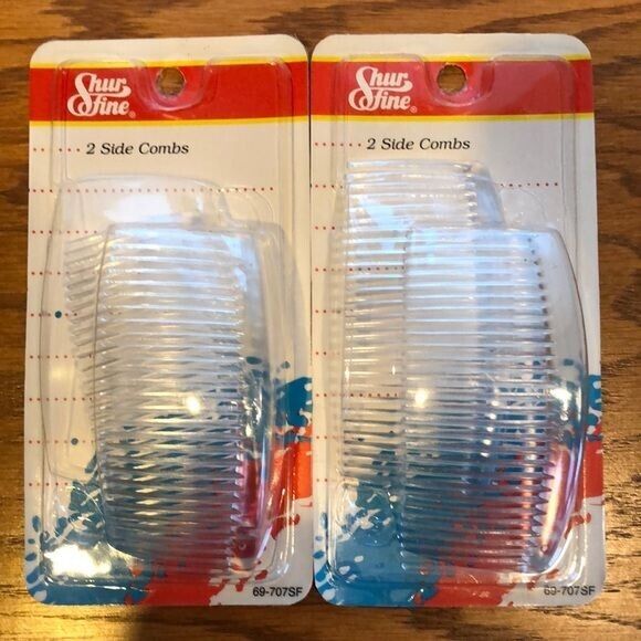 2 packages of Shur Fine Vintage clear acrylic hair combs 1990’s