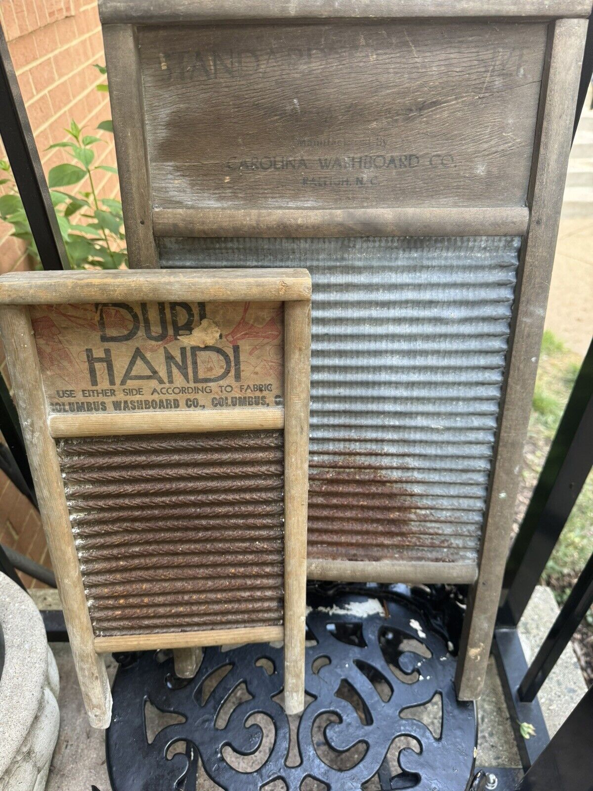 Vintage Dubi Handi  And  Two In One Wooden Washboards Pair