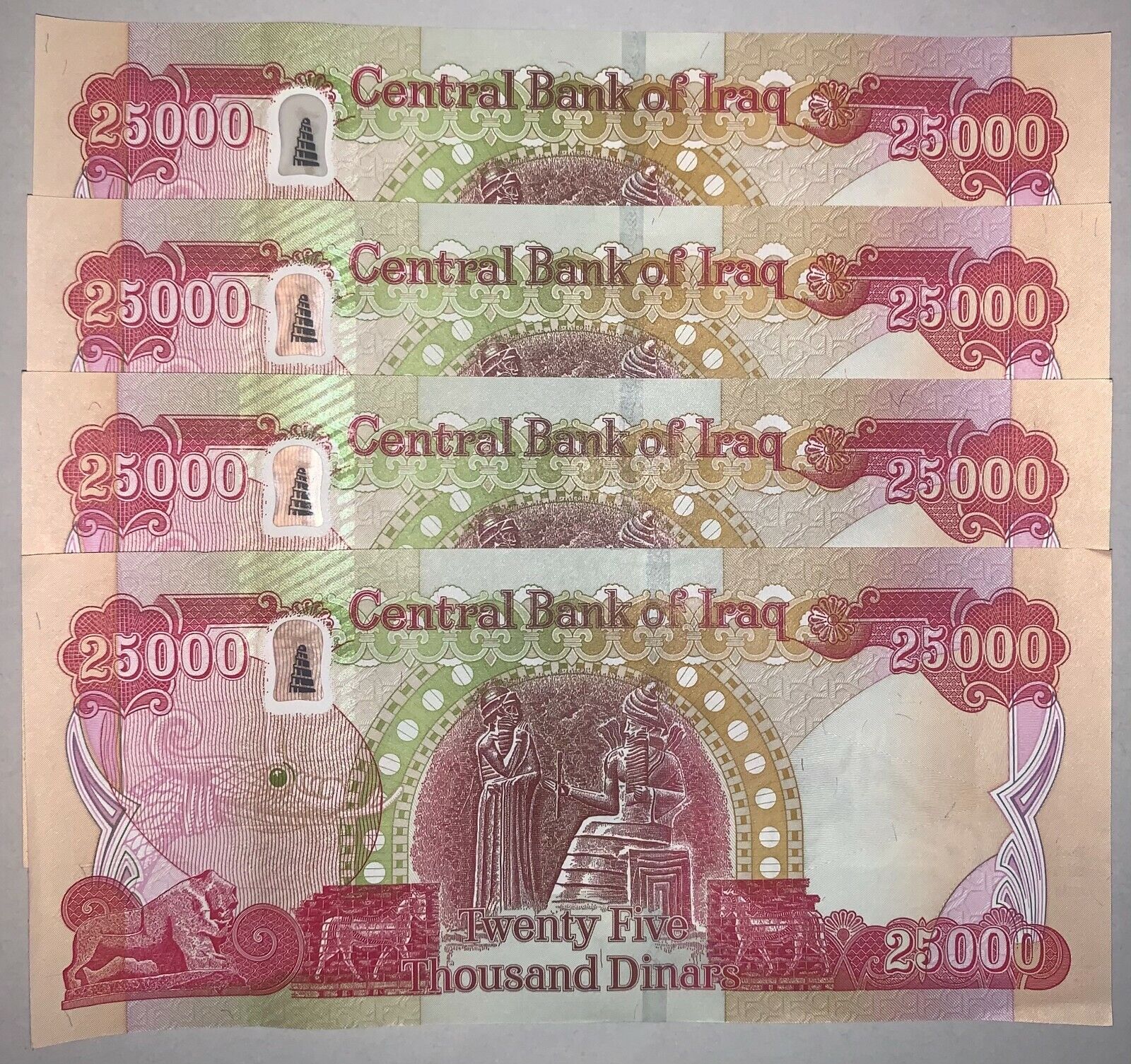 100,000 IRAQI DINAR     UNCIRCULATED 25000 Notes     ( 4 x 25K )        NEW IQD