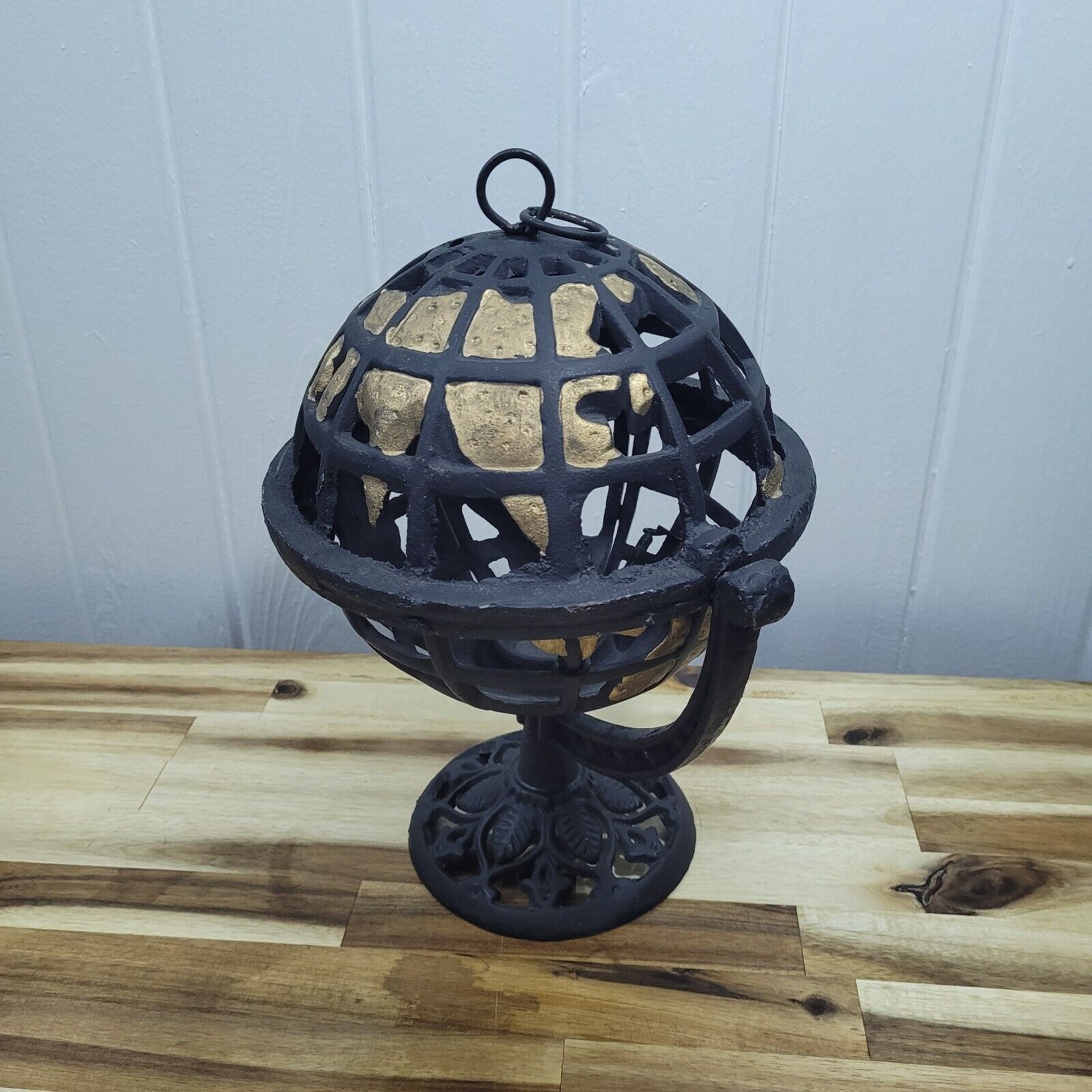 Antique Japanese Rare Old Five Continents Globe Lighting Lantern, Cast Iron 15\
