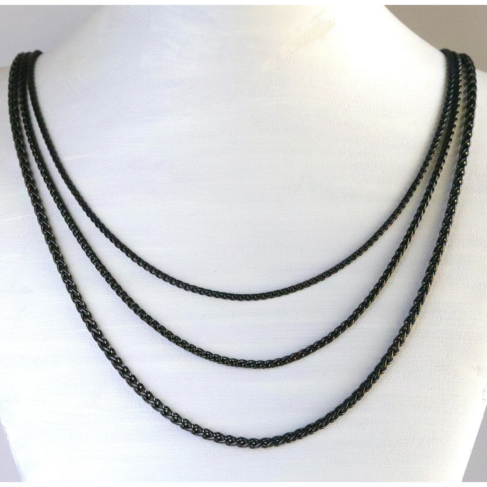 10pcs Black Wheat Chain Necklace Stainless Steel Chain for Jewelry Making