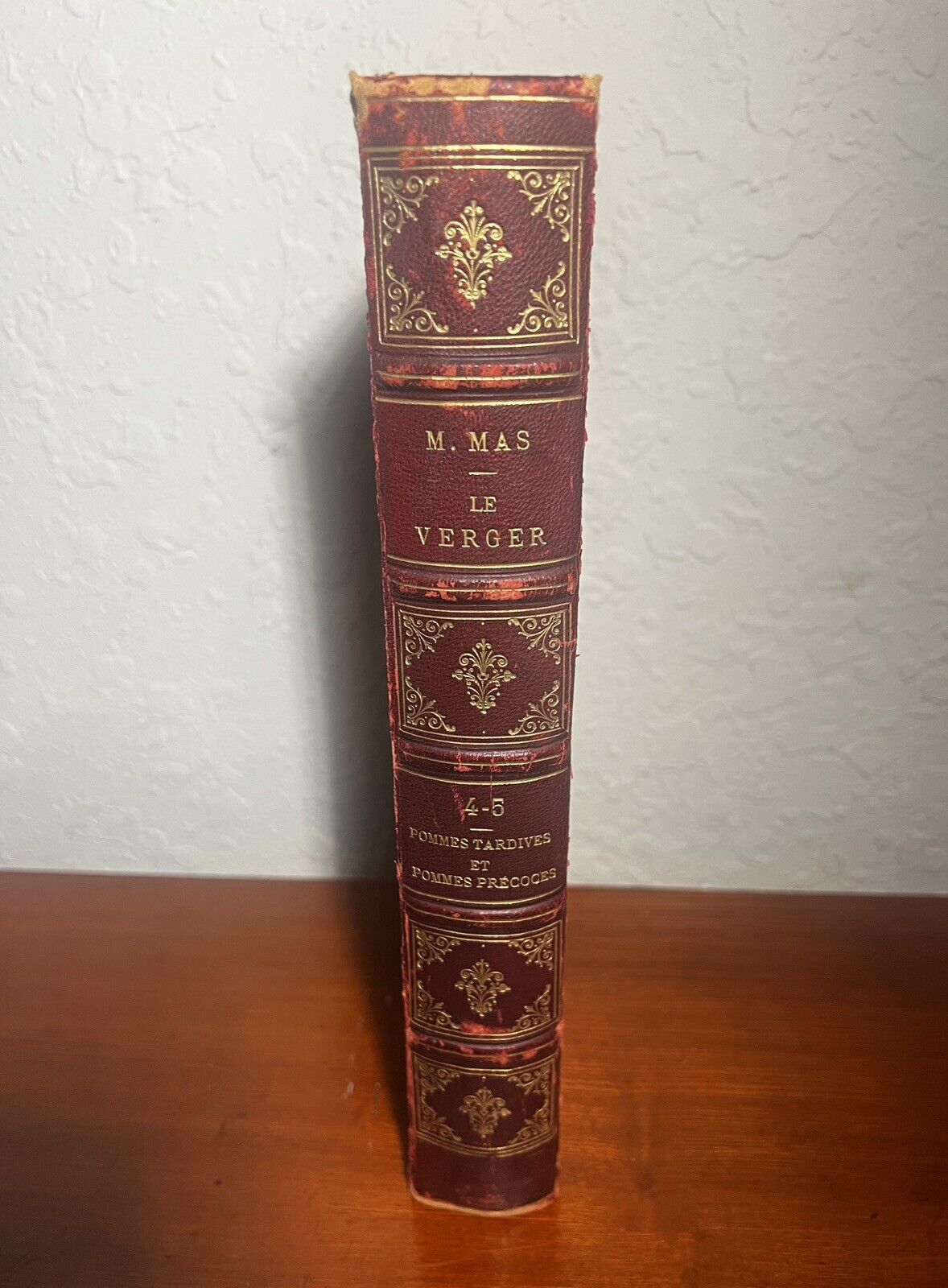Antique 1866 Le Verger Fruits Book Leather Book Cover ONLY Art Journals/Projects