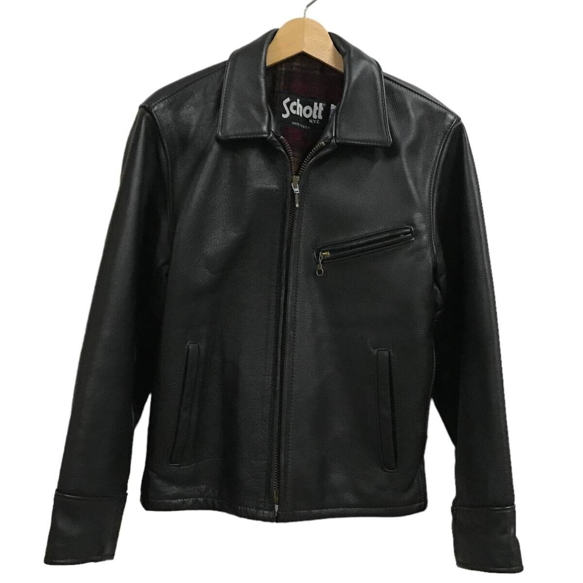 Schott PERFECTO leather motorcycle jacket USA 681 Black size 36 Vintage Japan