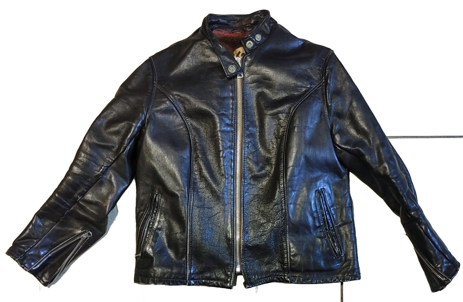 Vintage Schott Bros Sportwear Leather Jacket Black Color Size 14