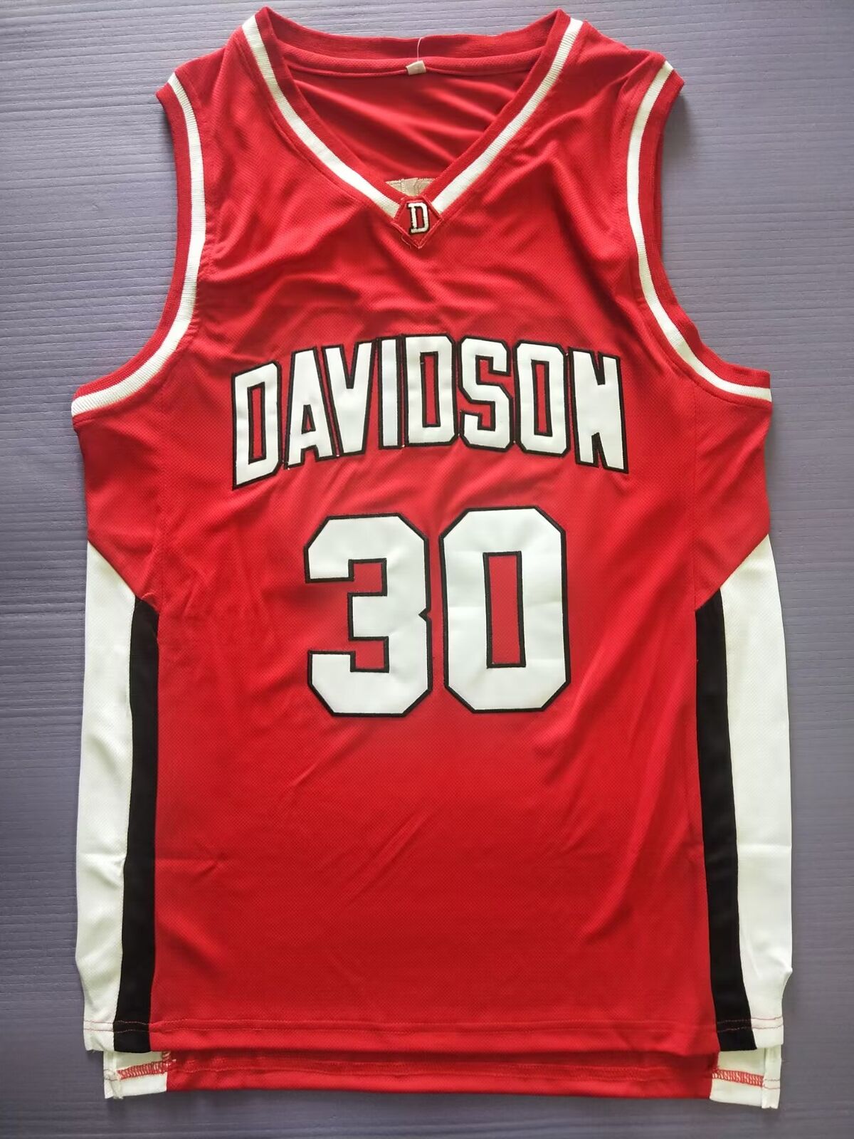 Retro Vintage Throwback Curry # 30 Davidson College Basketball Jersey Embroidery