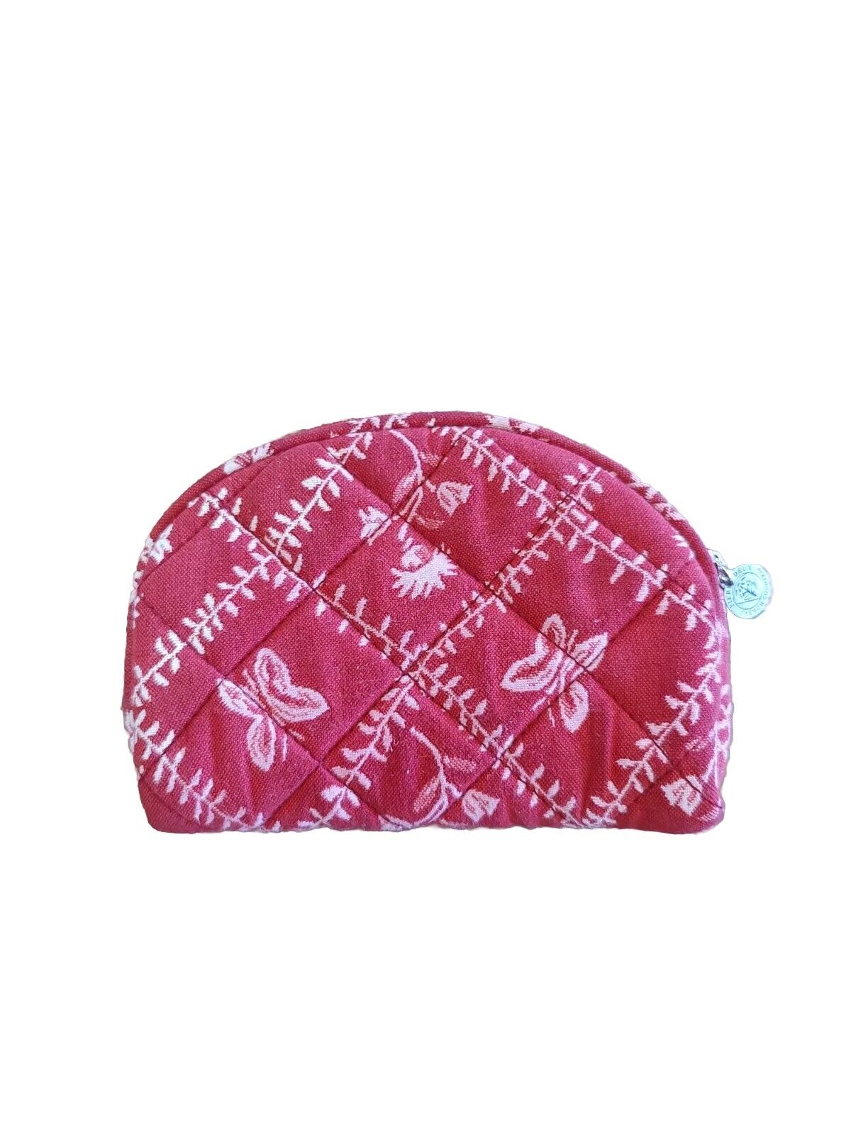 Vtg PIERRE DEUX Red Butterfly Quilted Zipper Cosmetic Bag 4 1/2\