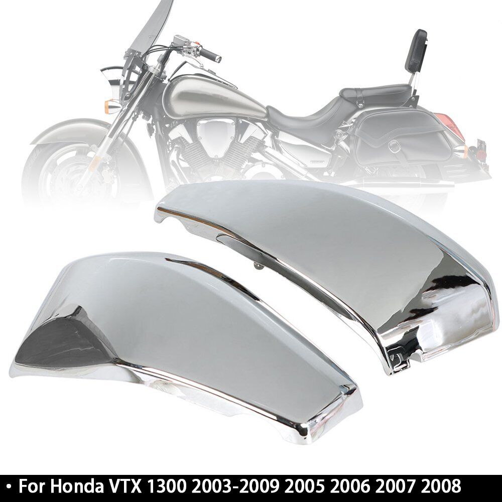 2 Pcs Chrome Side Battery Cover For Honda VTX 1300 2003-2009 2004 2005 2006 2007