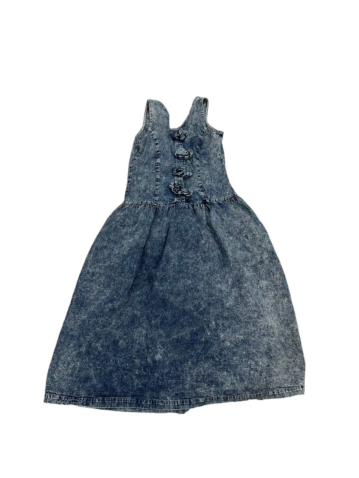 Women’s Vintage 1980\'s Mizz Lizz Denim Jumper Dress Acid Wash Size 9/10