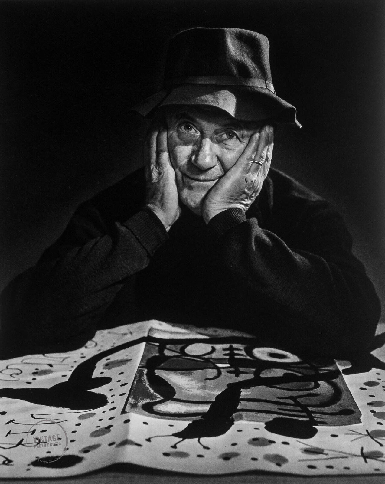 1967 Vintage Yousuf Karsh Joan Miró Portrait Photogravure 14x18