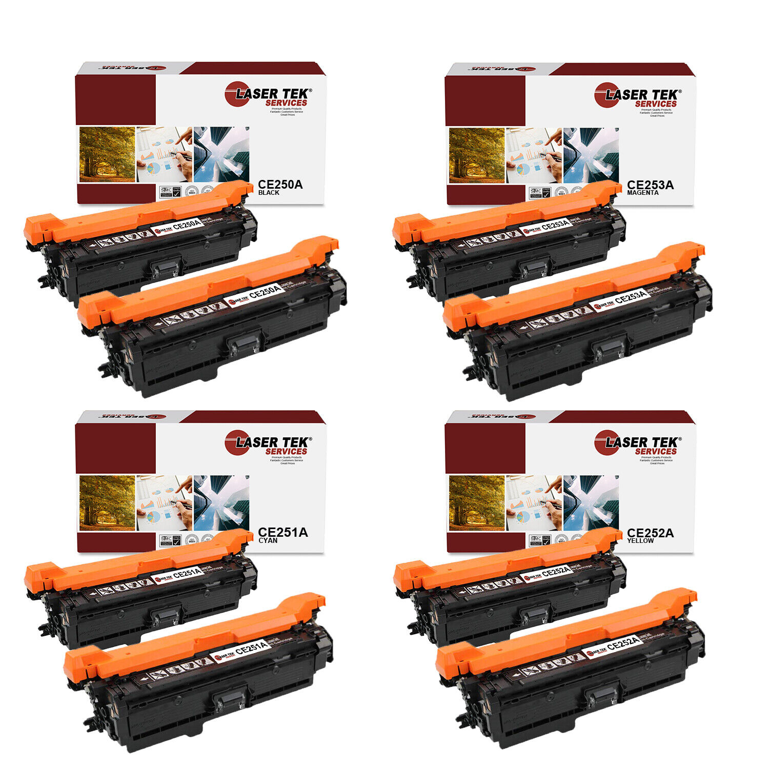 8Pk LTS 504A BCMY Compatible for HP LaserJet CP3520 CP352 Toner Cartridge