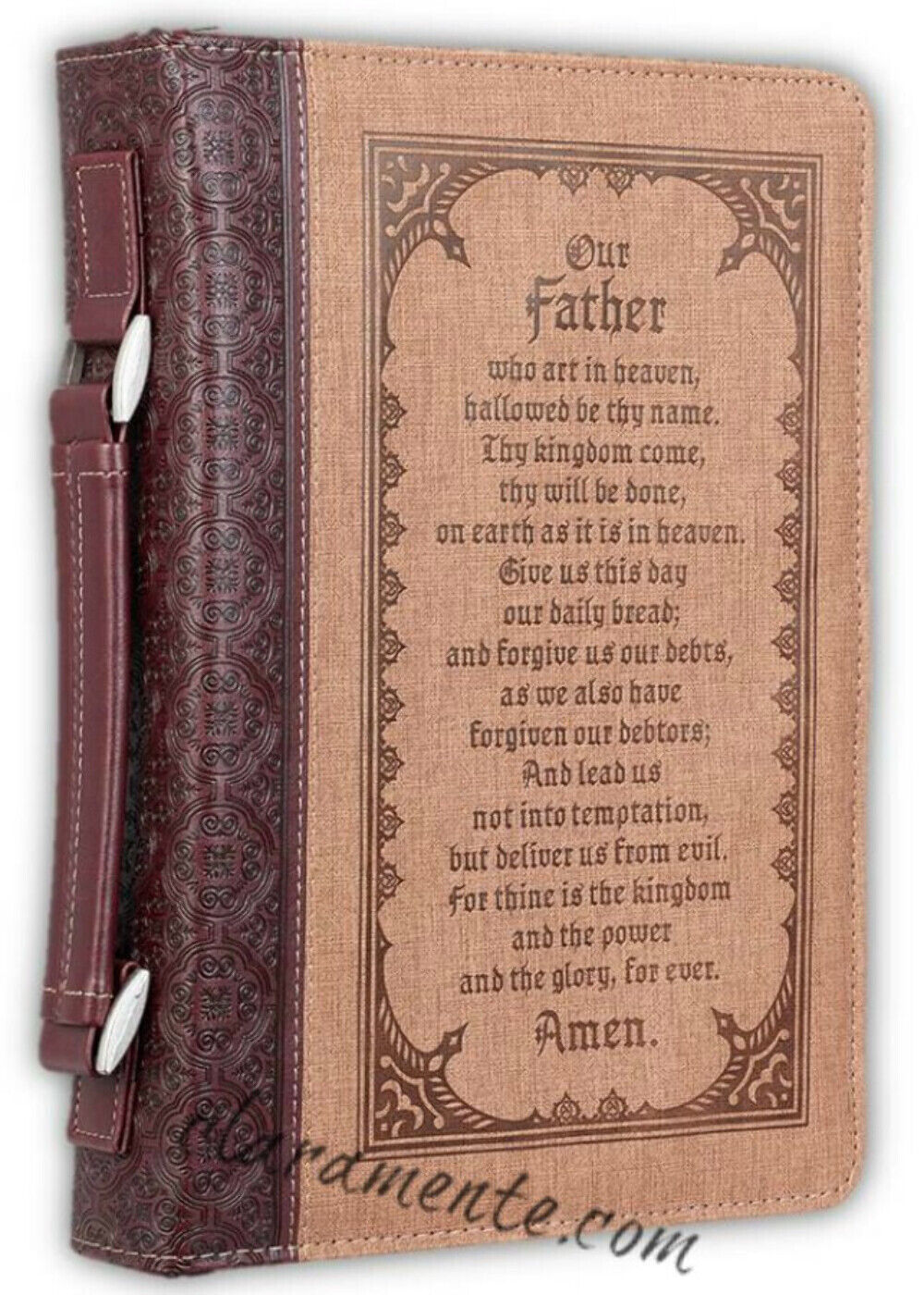 Bible Cover Medium The Lord\'s Prayer luxleather brown