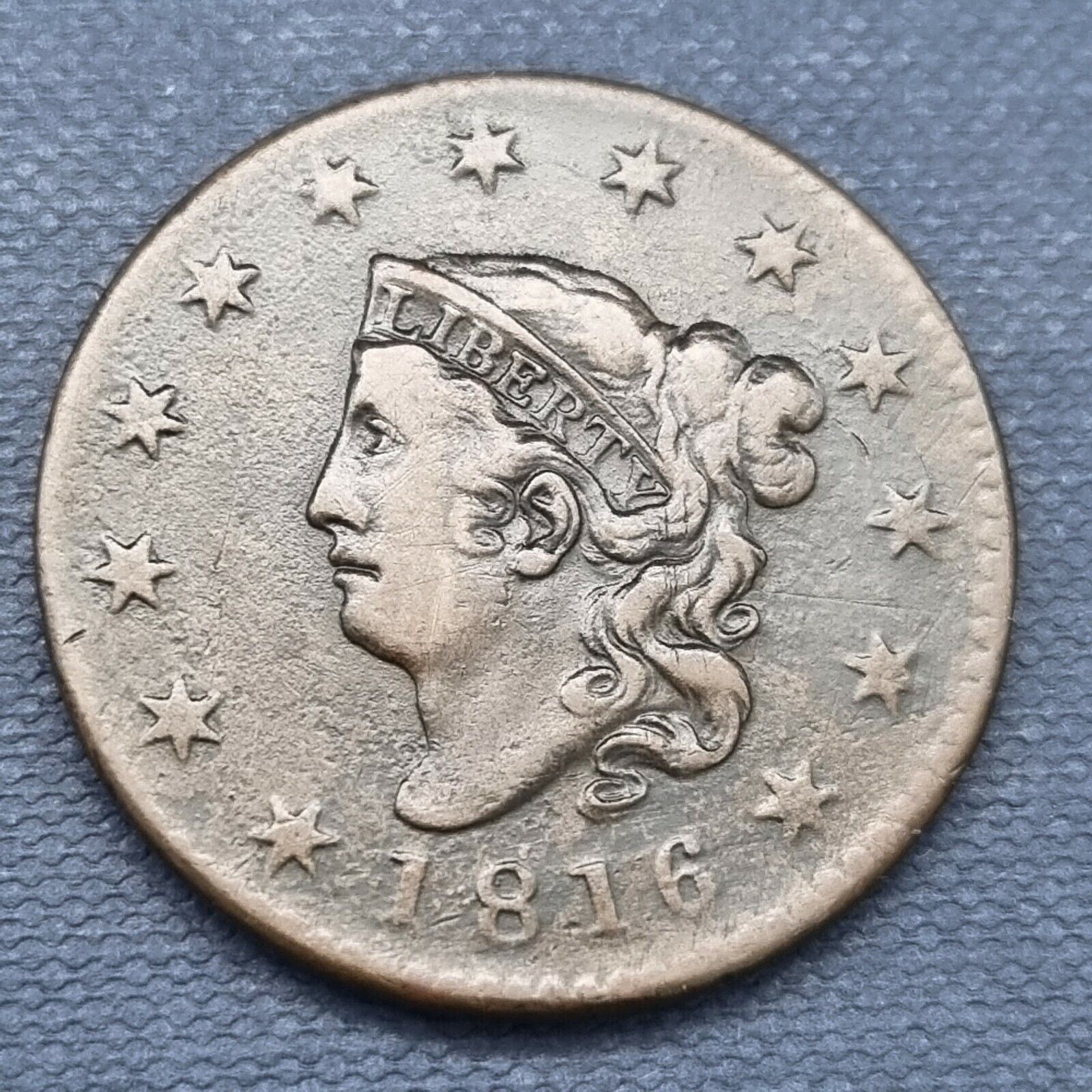 1816 Coronet Head Large Cent 1c Better Grade XF + #44268