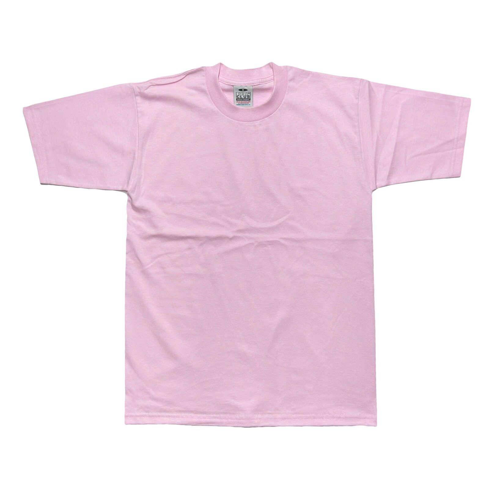 Pro Club Men's Heavyweight Cotton Short Sleeve Crew Neck T-Shirt (Pink/Sky Blue/