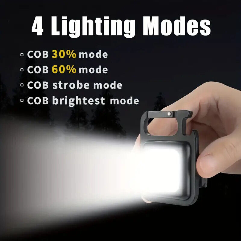 2 X 500 Lumens Mini COB/LED Flashlight Bright Rechargeable Keychain Flashlight