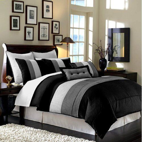 Chezmoi Collection Luxury Striped Pleated Comforter Bedding Set