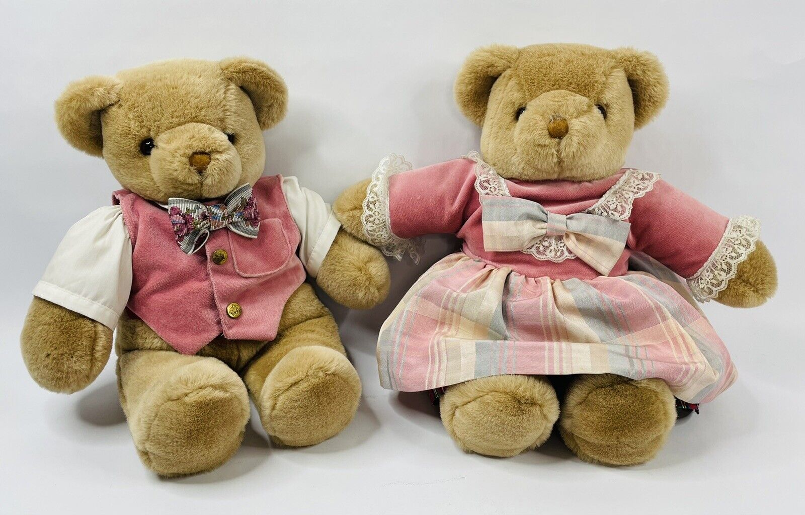 Vintage 1990 COMMONWEALTH Boy & Girl Couple Teddy Bears