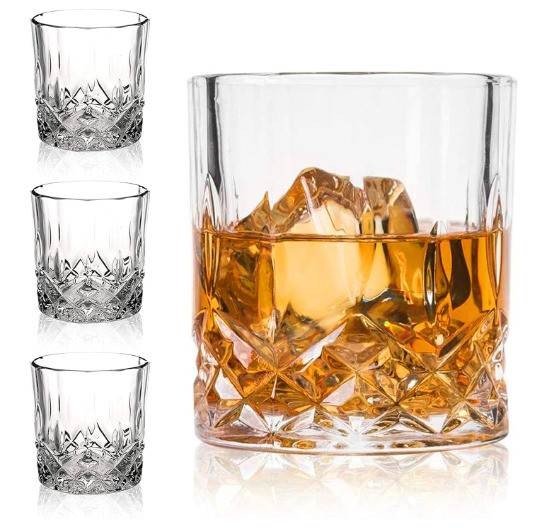 Double Old Fashioned Glasses Waterford  Style Scotch Whiskey Crystal Set of 4