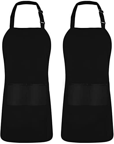 Adjustable Bib Apron (2-Pack) Water Oil Resistant Chef Aprons Utopia Kitchen