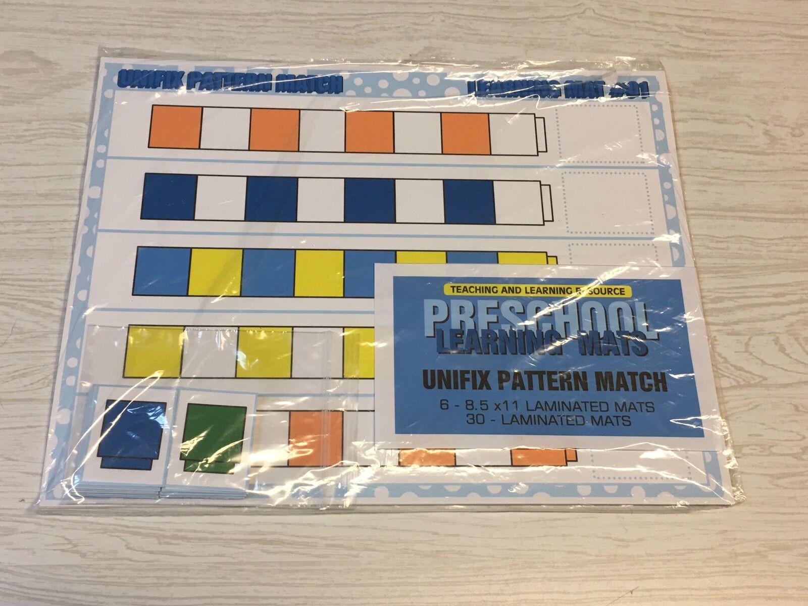 Unifix Pattern Match - Set of 6 Learning Mats & 30 Cards - Laminated Activity