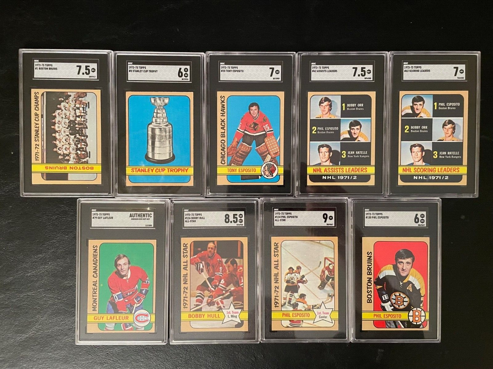 1972-73 TOPPS Hockey Near Set 159/176 Cards 9 SGC Graded plus Orr etc Nice