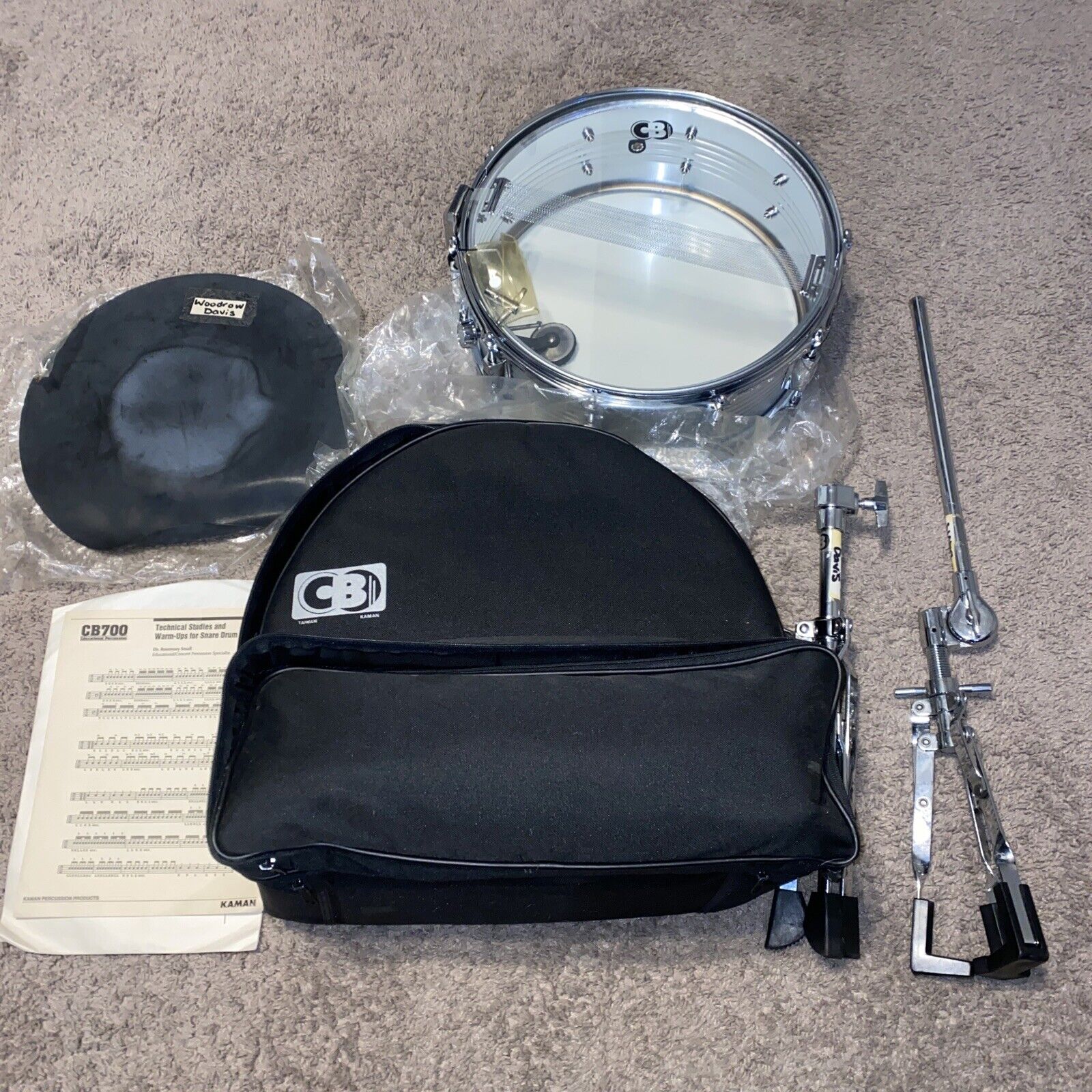 Kaman CB700? Alluminum Percussion Snare Drum W/ Stand & Bag USED QUALITY SEE