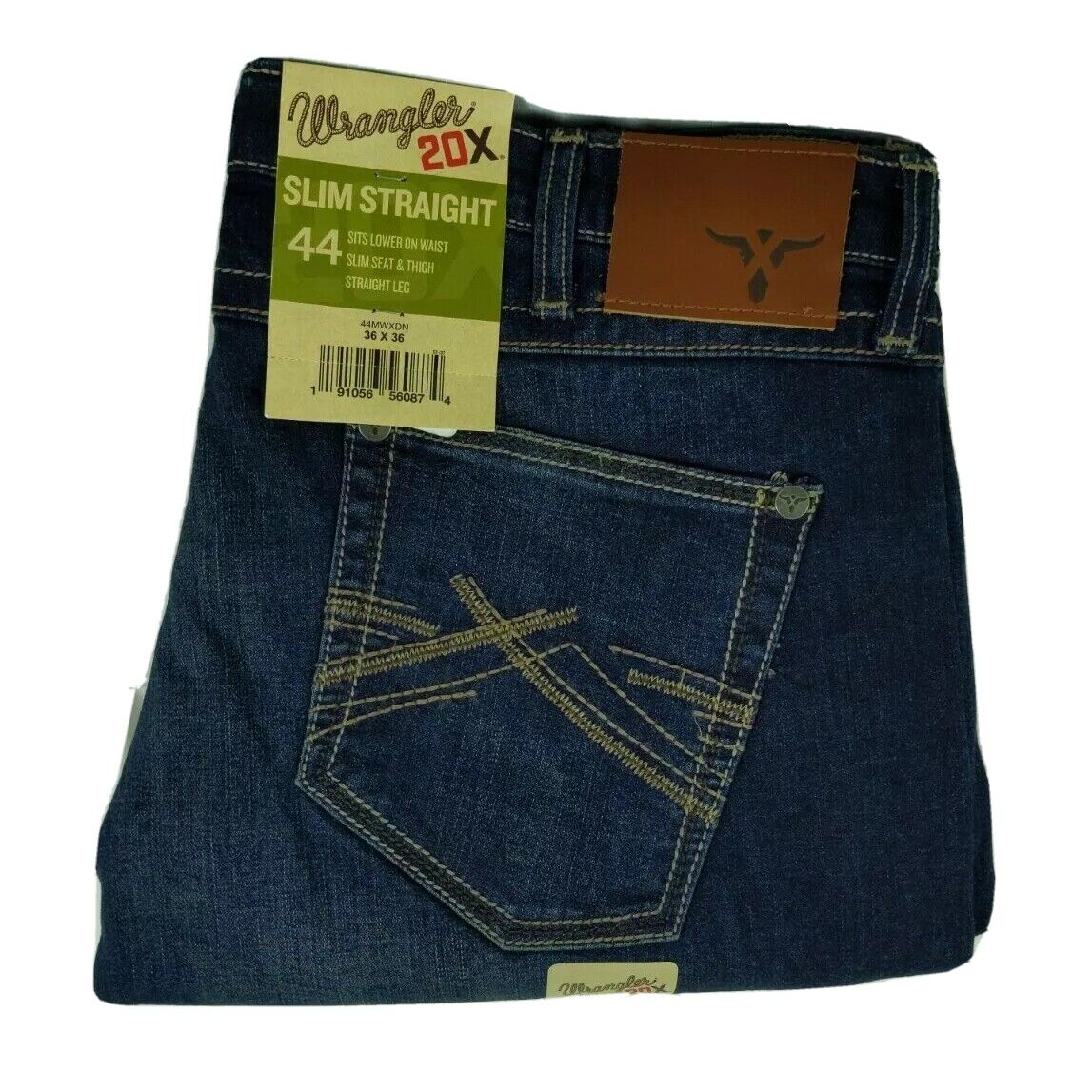 Wrangler 20X Men\'s Jeans Size 36x36 Slim Straight Fit 44 Blue Stretch Denim New