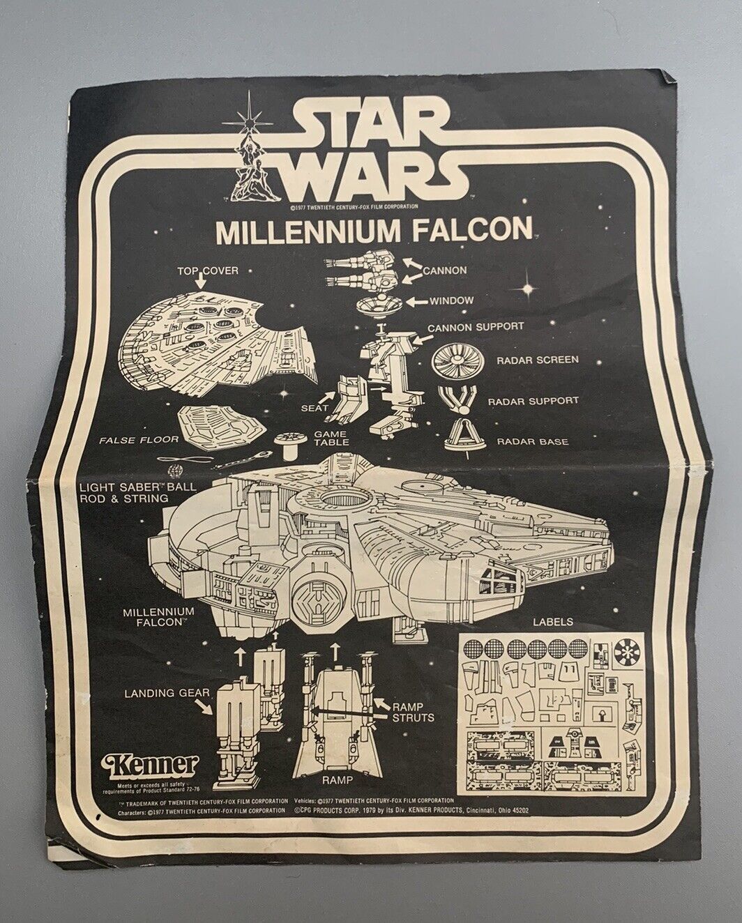 Vintage Star Wars Millennium Falcon Instructions Original Kenner 1979 ANH