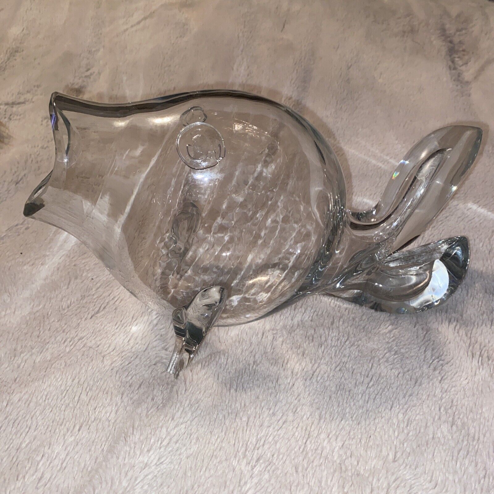 Vintage MCM Blenko Clear Glass Fish Vase Bowl