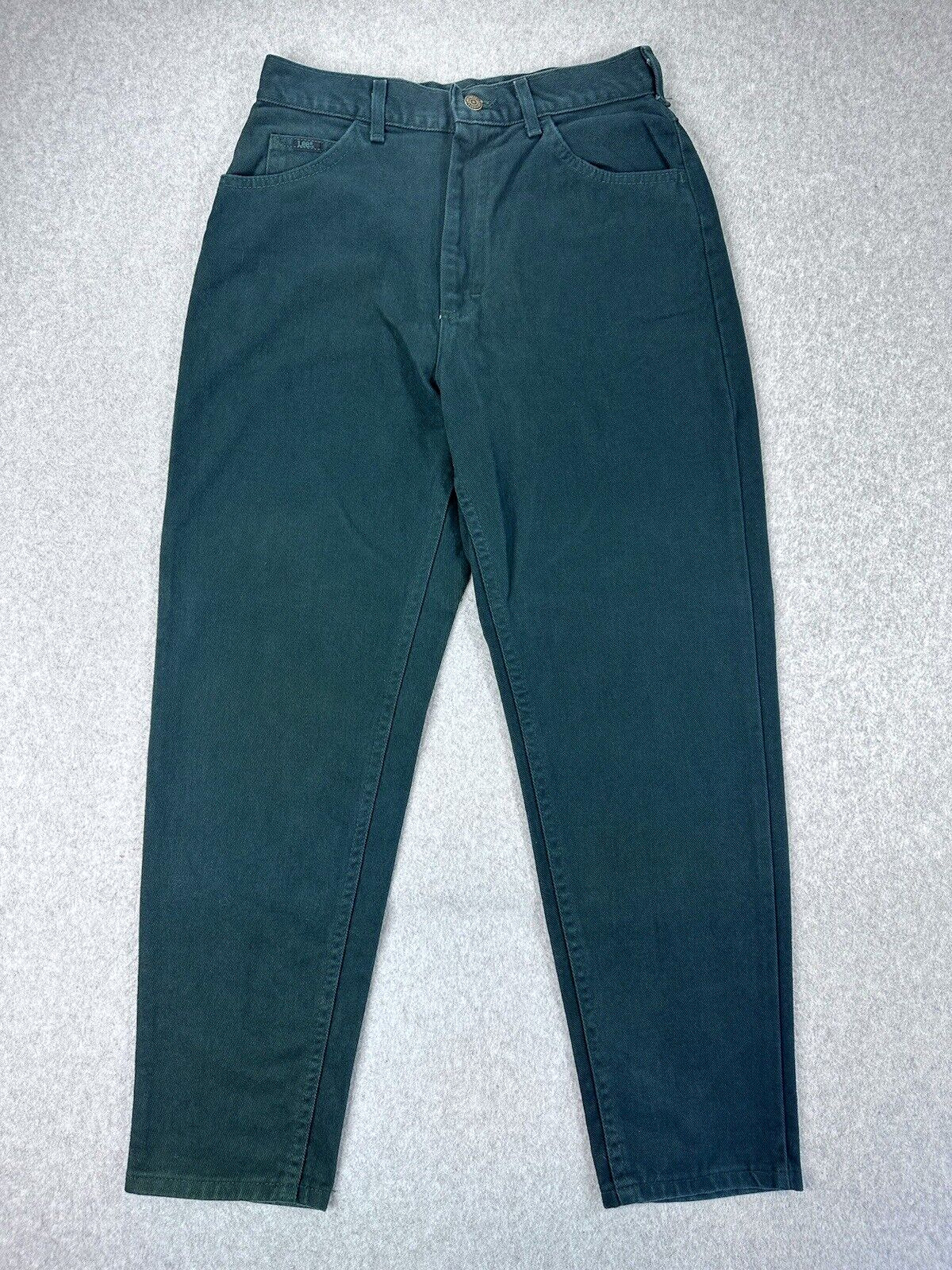 Vintage Lee Jeans Women 10 Petite High Rise Green Tapered 28x28 USA Western
