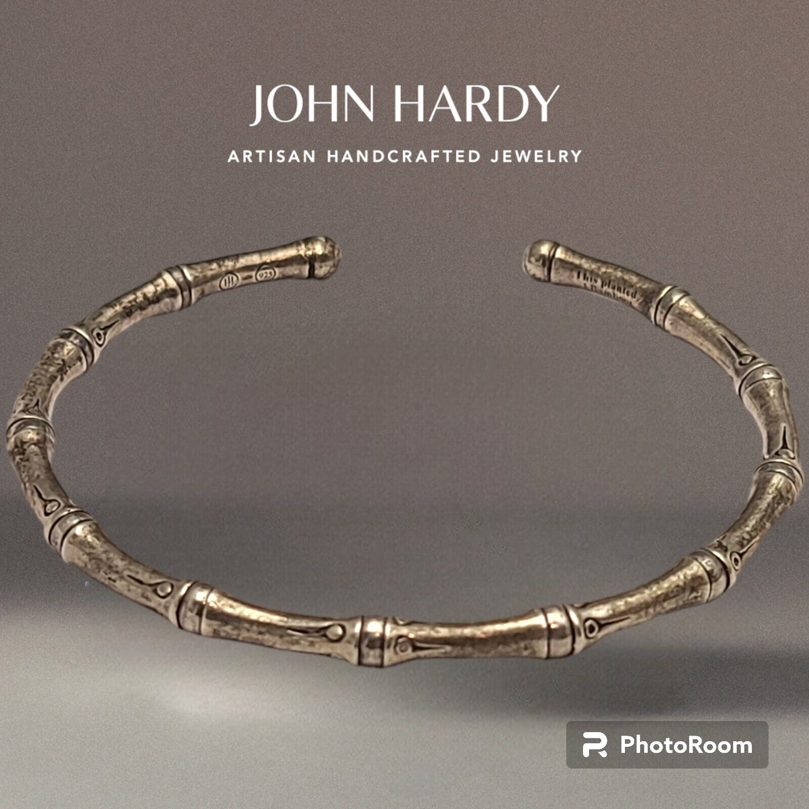 John Hardy Blackened Sterling Silver Bamboo Cuff. RARE Gorgeous Brushed Blackene