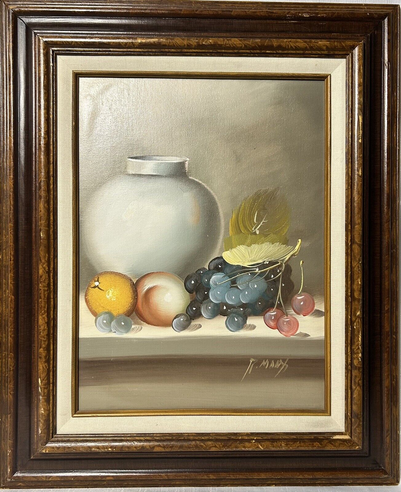 Stunning Original P. Yanna Fruit Wine Oil Painting on Canvas - Still Life Framed