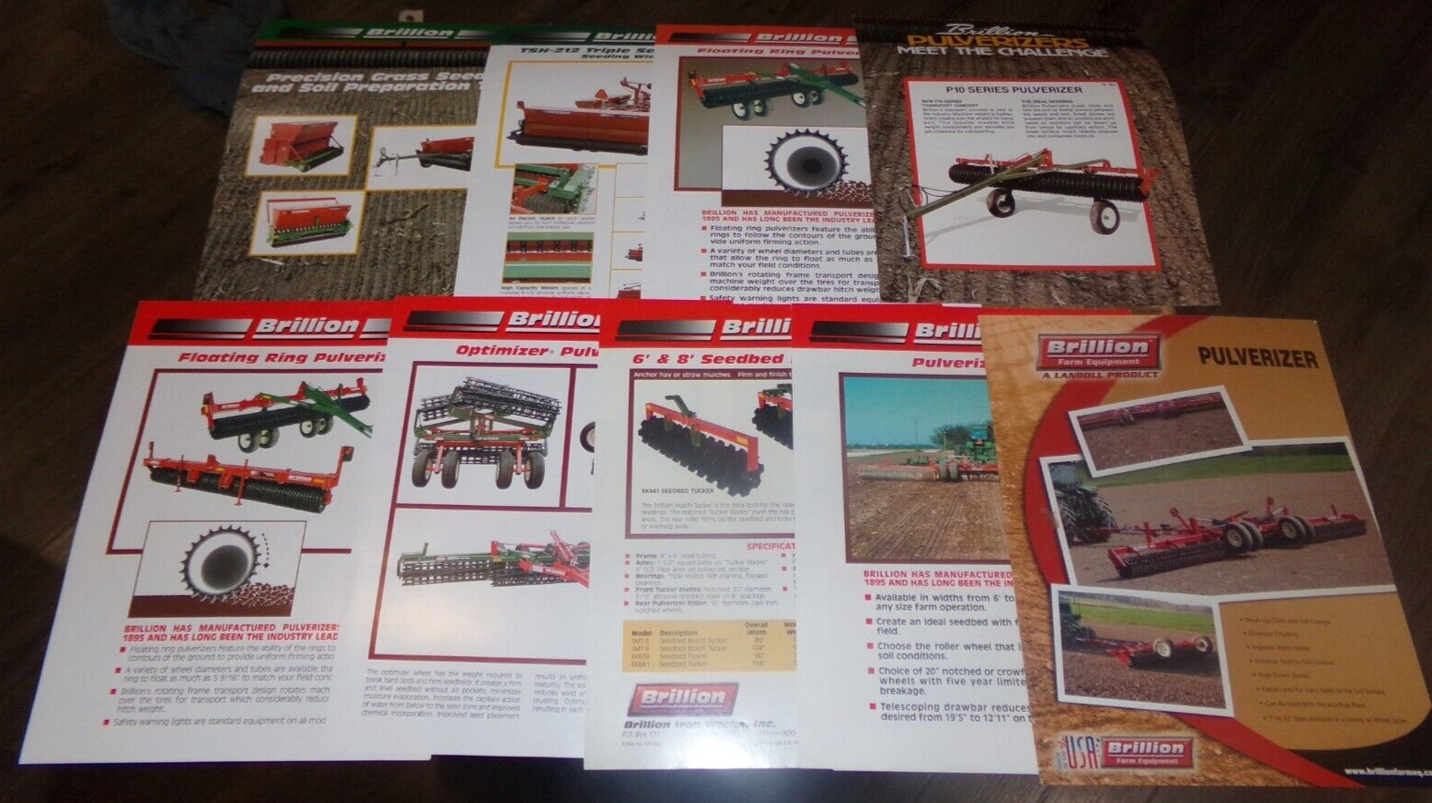 9-lot 90\'s-2000\'s brillion equipment brochures in nice shape used
