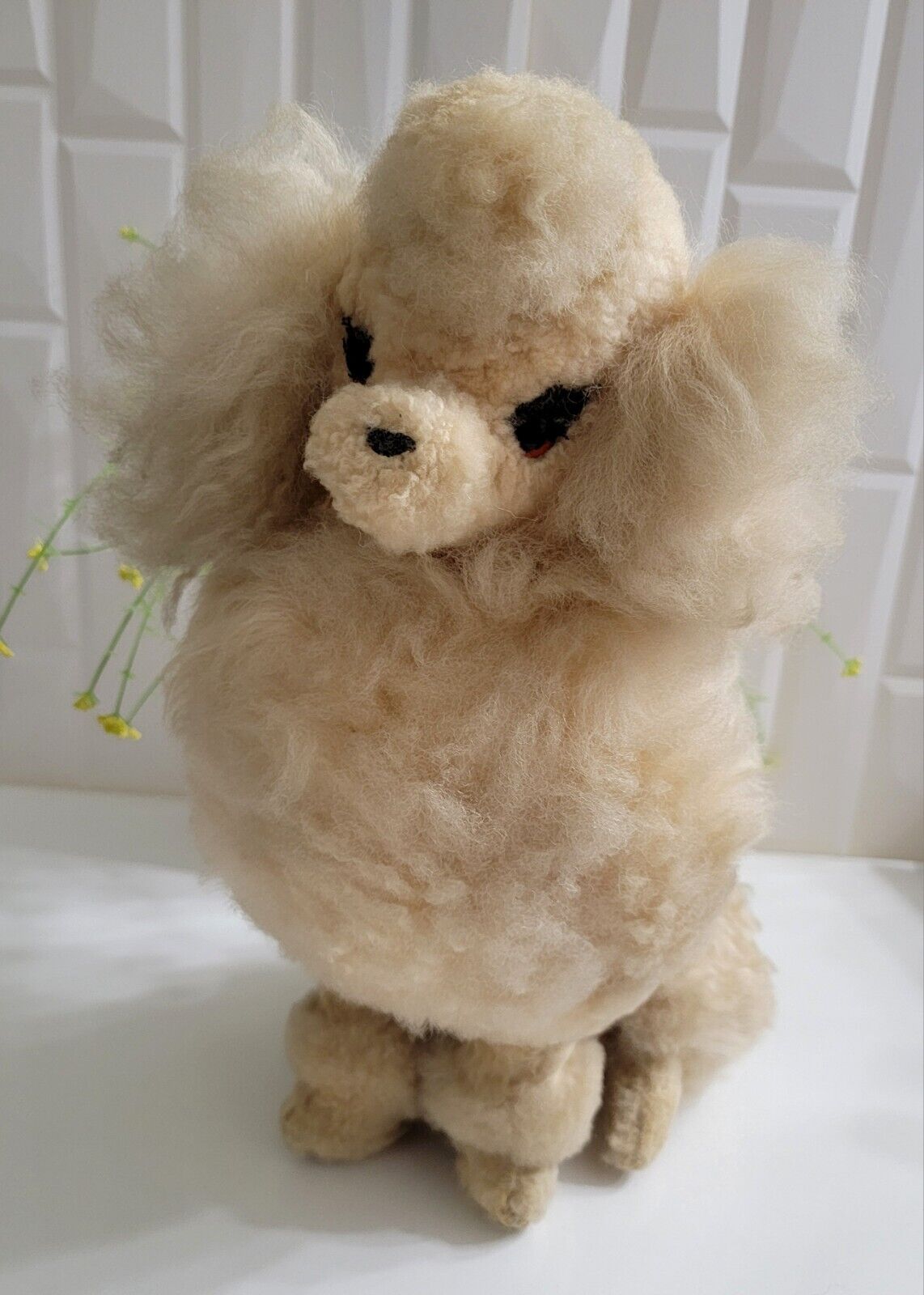 Vintage Maxwell Hay New Zealand Poodle Plush Stuffed Animal Lambskin Wool 15”