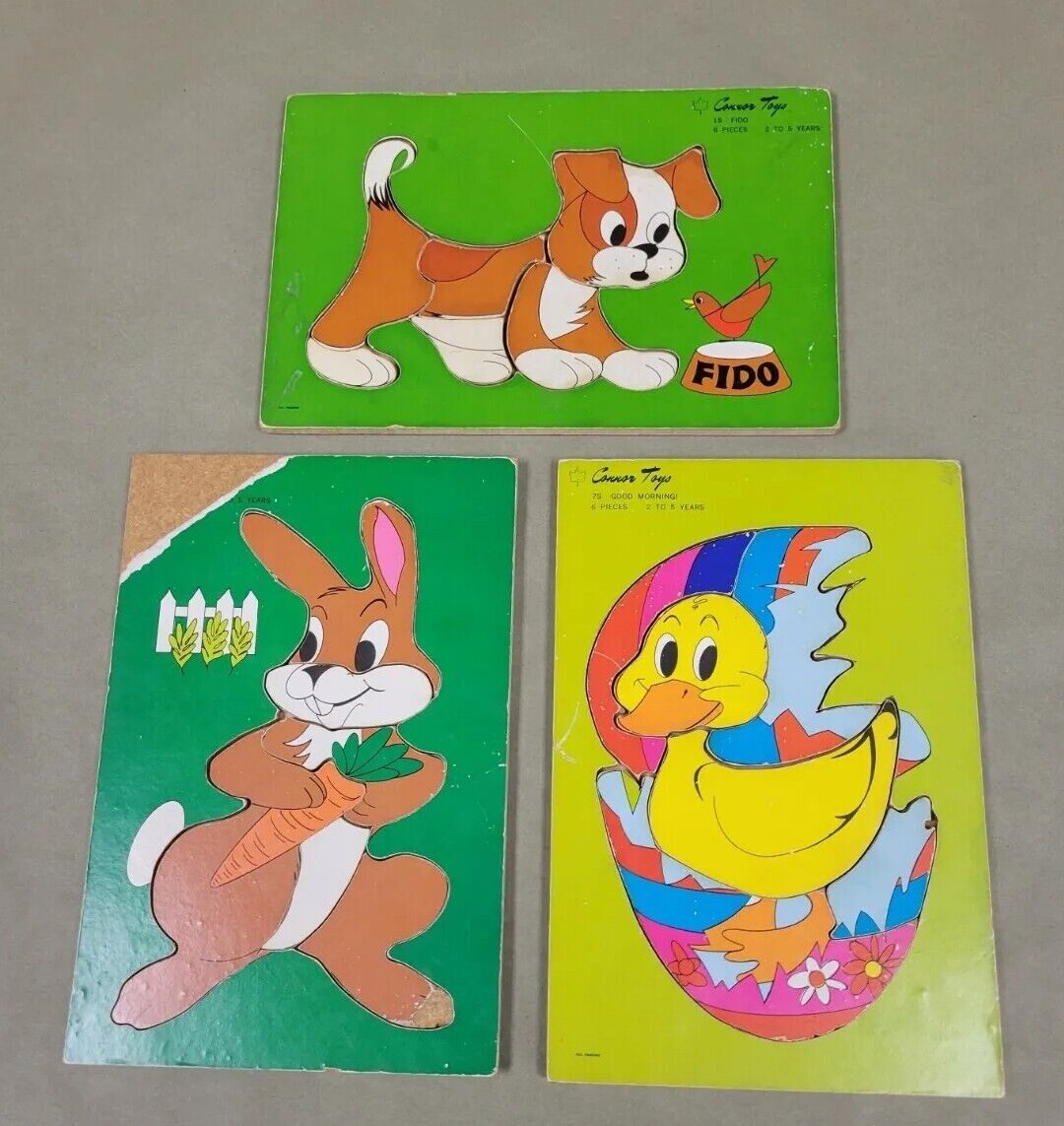 Vintage Connor Toys Wooden Puzzles Lot Of 3