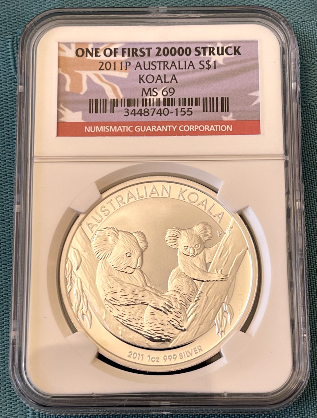 2011-P Australia 1 oz Silver $1 Koala MS-69 NGC (First of 20,000)