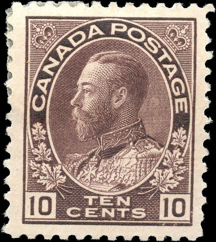 Canada Mint H F-VF 10c Scott #116 1912 King George V Admiral Issue Stamp