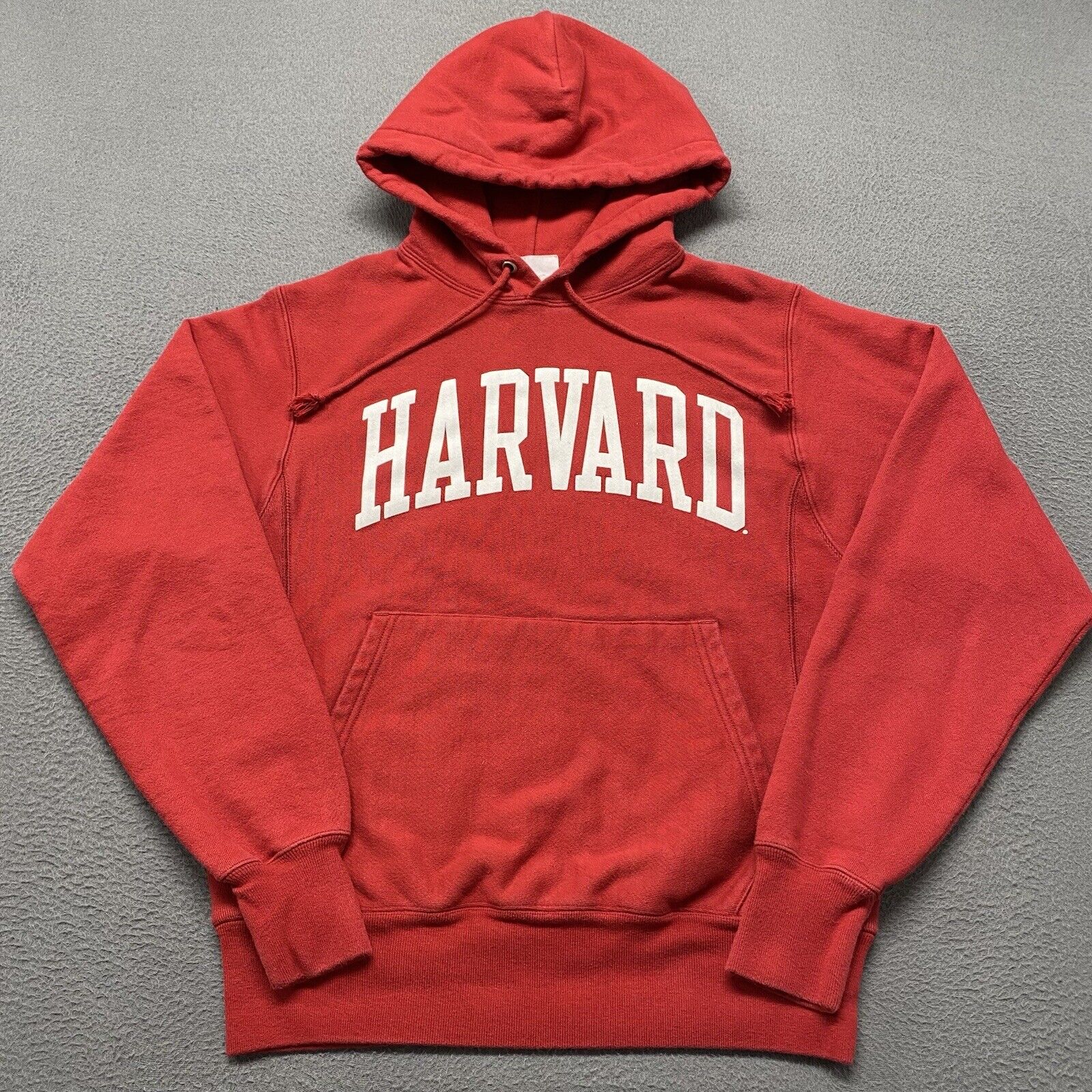 Harvard University Hoodie Mens Small Red Spell Out Champion Reverse Weave Y2K