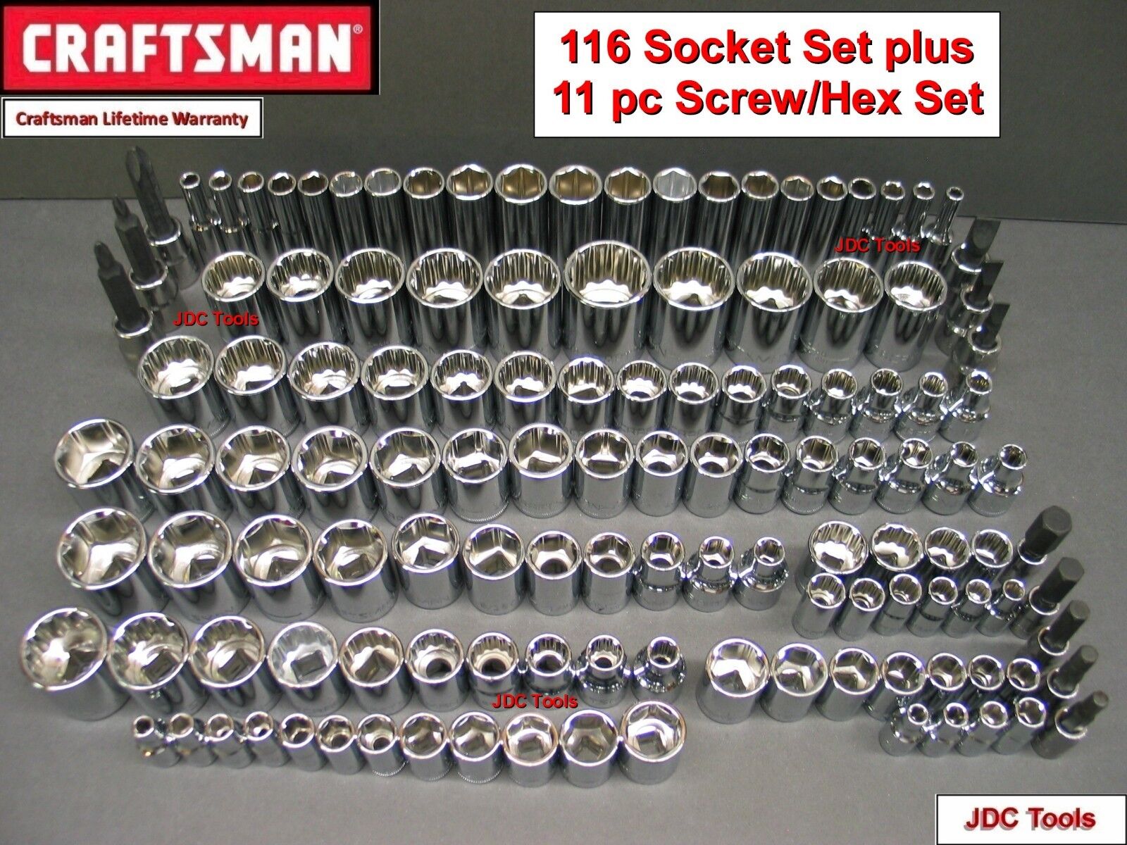 CRAFTSMAN 127 pc Socket Set 1/2 3/8 1/4   116 118