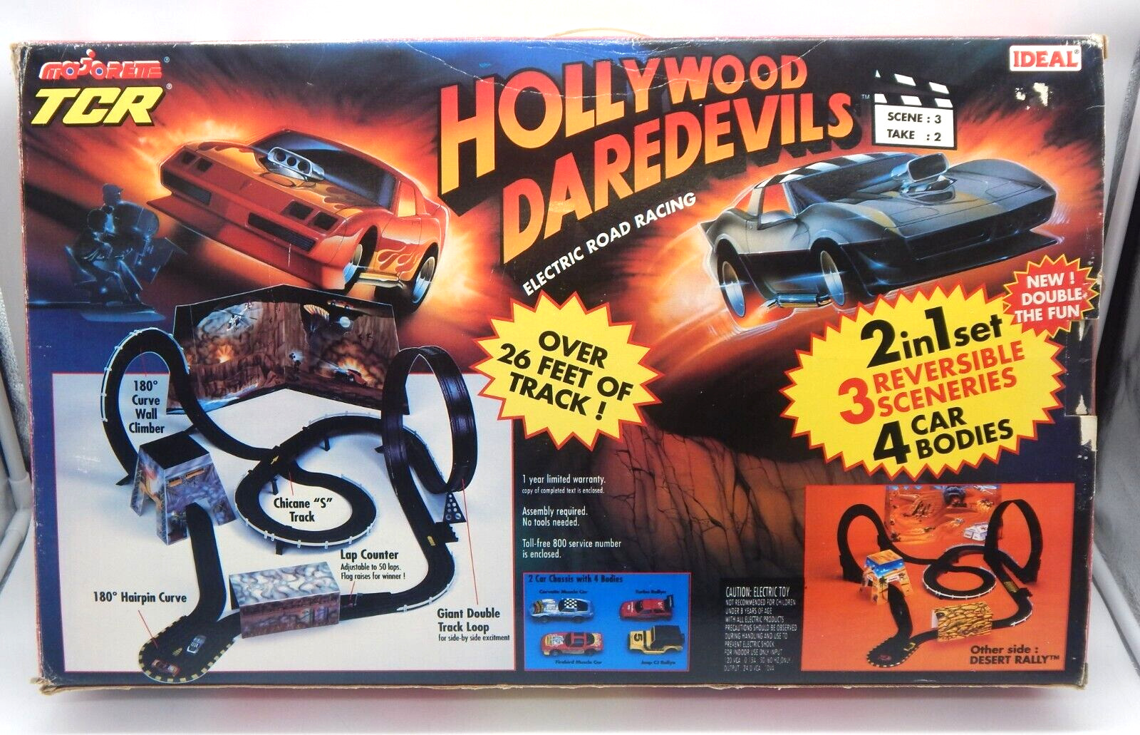RARE VTG Ideal Hollywood Daredevils TCR Electric Racing Set W/Box Not Complete