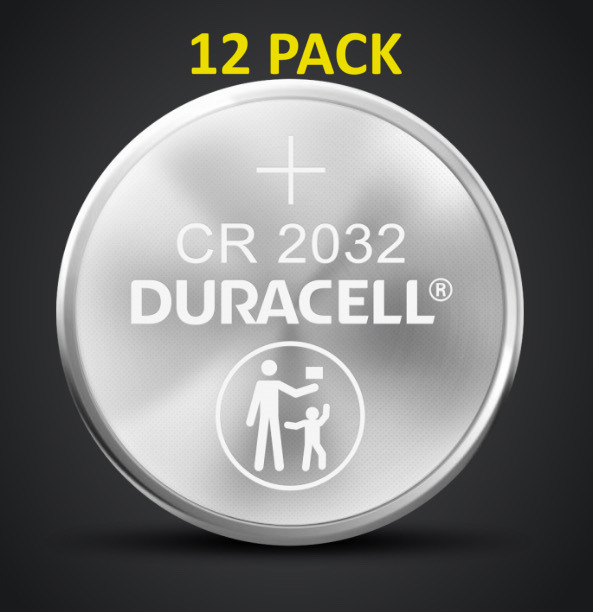 Duracell CR 2032 / DL 2032 (12 PACK) 3V Lithium Coin Battery, Expiration May '33