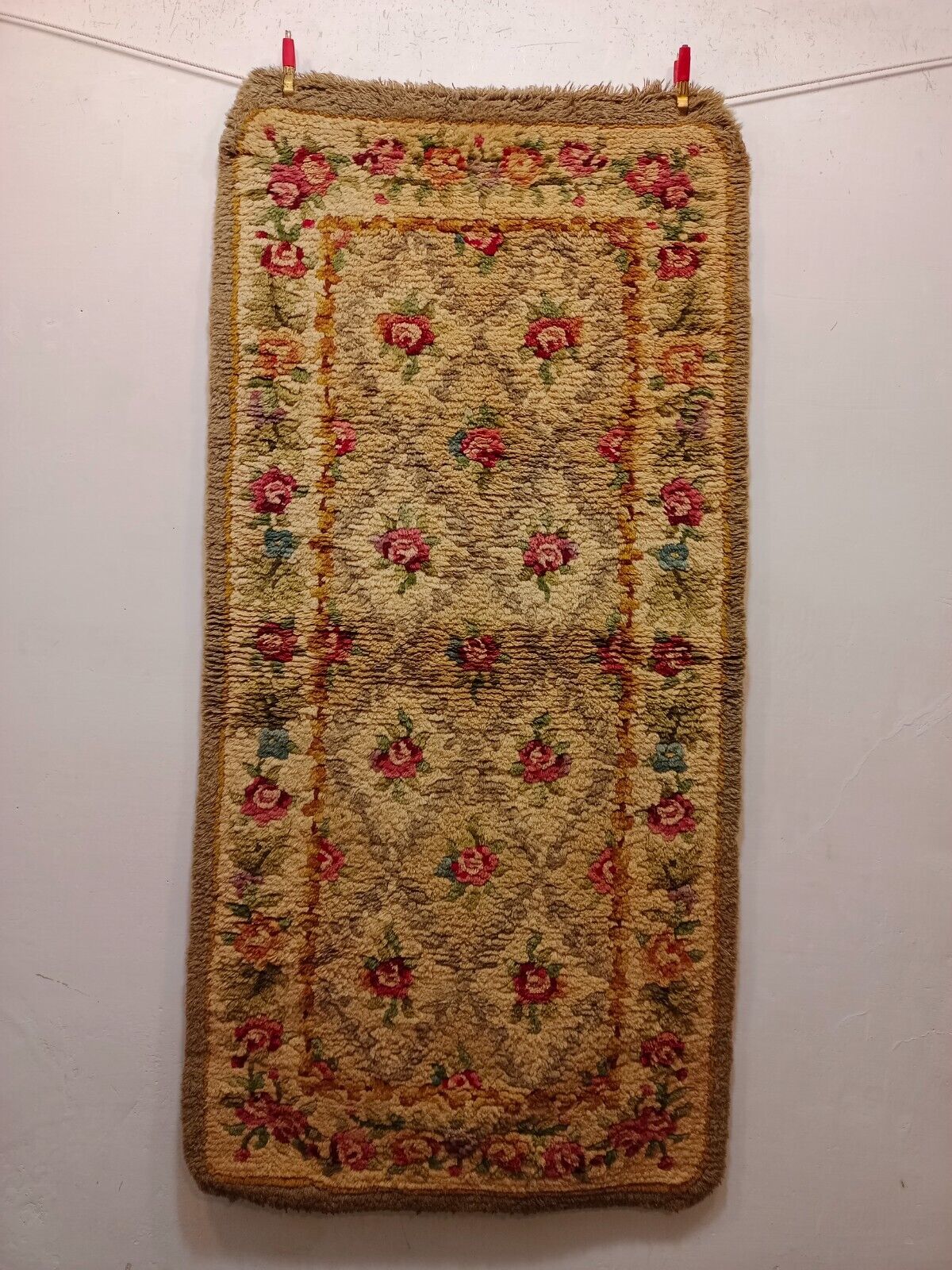 Vintage Beautiful Hand Knotted Oriental Floor Area Home Decor Wool Rug 140×68 Cm
