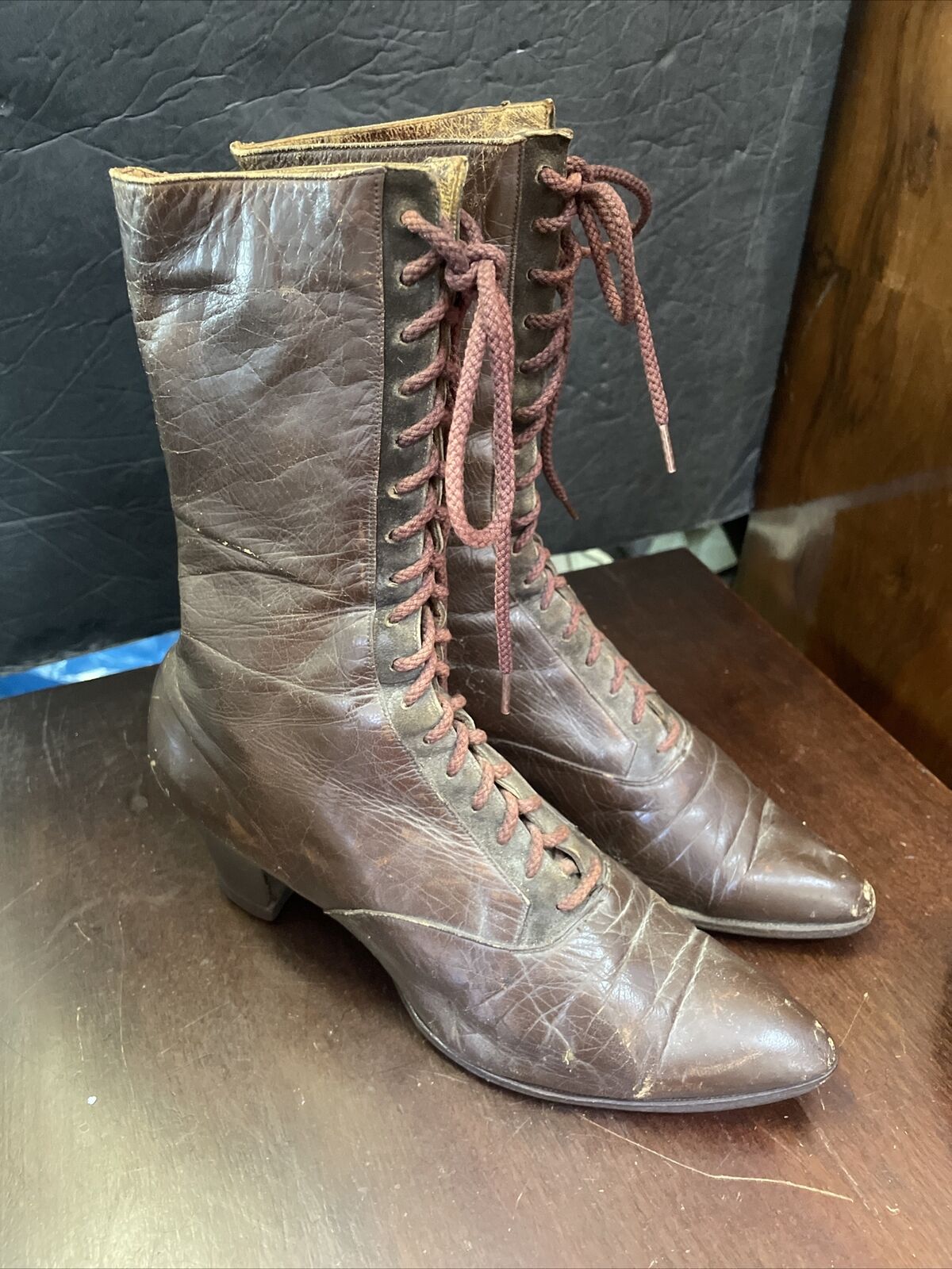 antique victorian 1900s lace up leather womens boots 