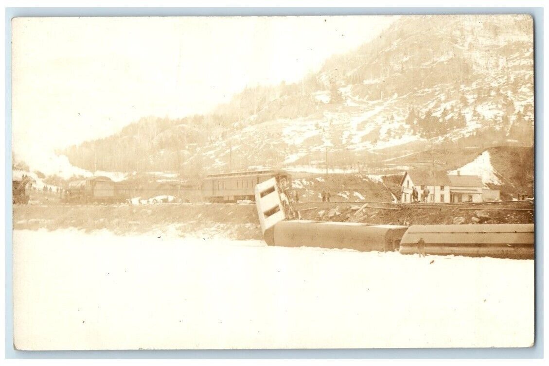 c1918 Train Wreck Railroad Disaster View Canada RPPC Photo Unposted Postcard