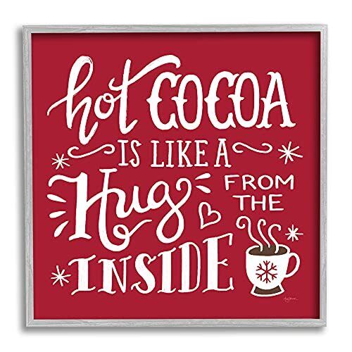 Stupell Industries Hot Cocoa Hugs Phrase Chocolate Winter Beverage Wall Art, ...