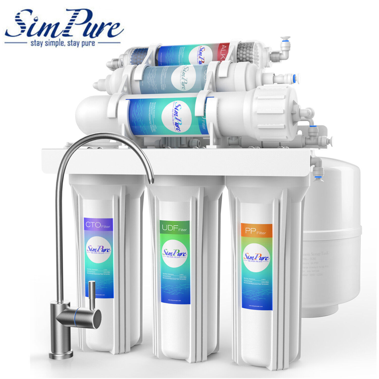 6 Stage 75GPD Alkaline RO Reverse Osmosis Drinking Water Filter System Purifier